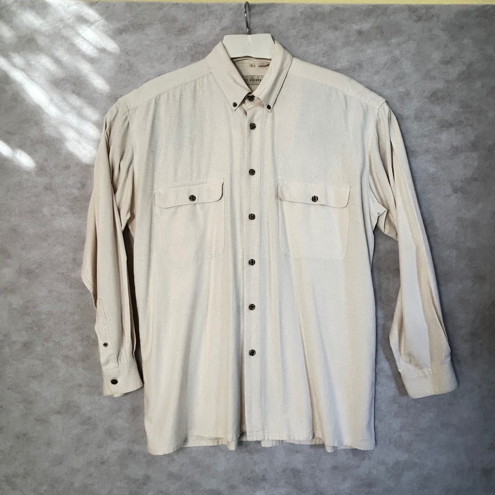 Basic Elements Silk Button Down Shirt Long Sleeve… - image 2